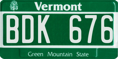 VT license plate BDK676