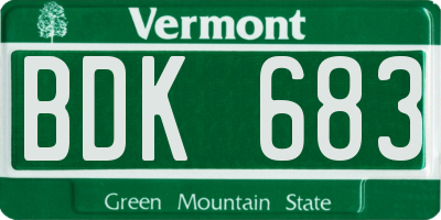 VT license plate BDK683