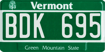 VT license plate BDK695