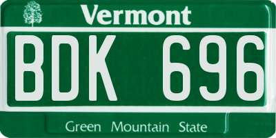VT license plate BDK696