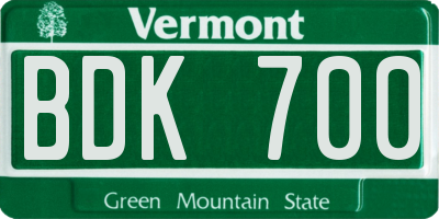 VT license plate BDK700