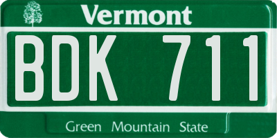 VT license plate BDK711