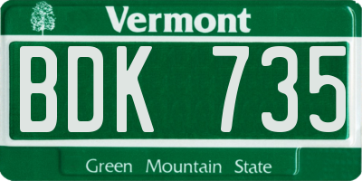 VT license plate BDK735