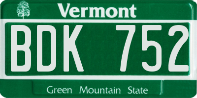 VT license plate BDK752
