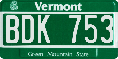 VT license plate BDK753