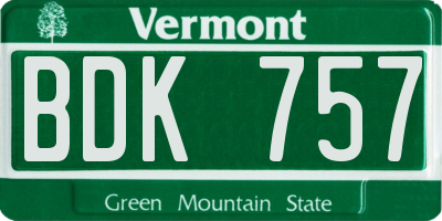 VT license plate BDK757