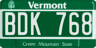 VT license plate BDK768