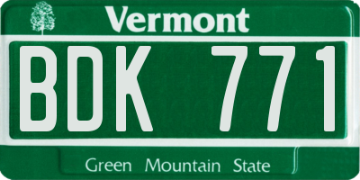 VT license plate BDK771