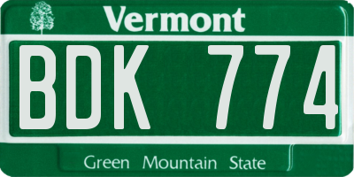 VT license plate BDK774