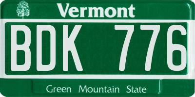 VT license plate BDK776