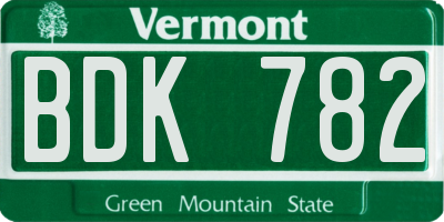 VT license plate BDK782