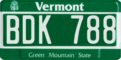 VT license plate BDK788