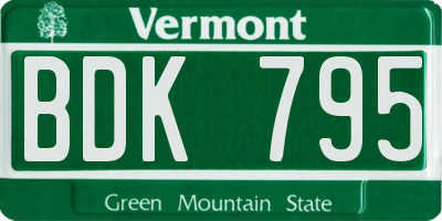 VT license plate BDK795