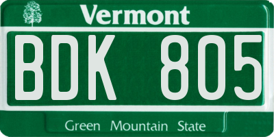 VT license plate BDK805