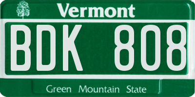 VT license plate BDK808