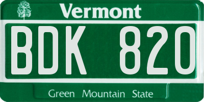 VT license plate BDK820