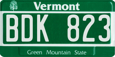 VT license plate BDK823