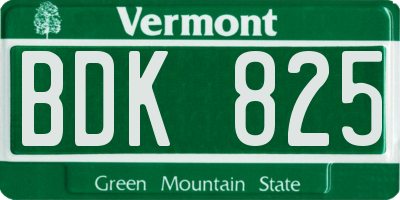 VT license plate BDK825