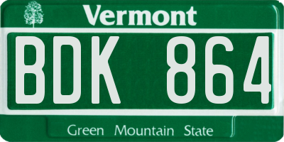 VT license plate BDK864