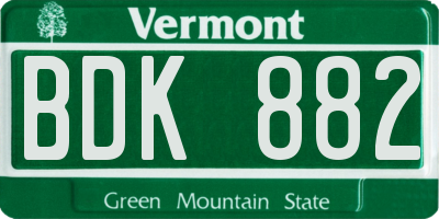 VT license plate BDK882