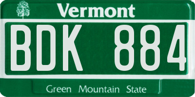 VT license plate BDK884