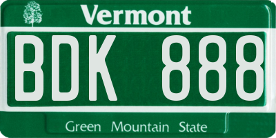 VT license plate BDK888