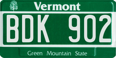 VT license plate BDK902
