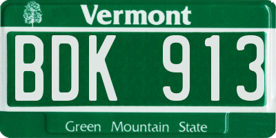 VT license plate BDK913