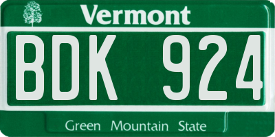 VT license plate BDK924