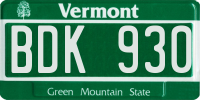 VT license plate BDK930