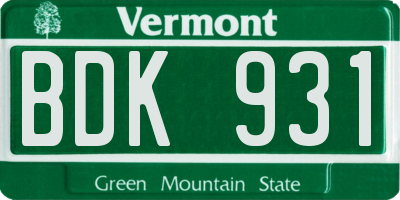 VT license plate BDK931