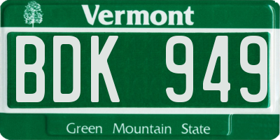 VT license plate BDK949
