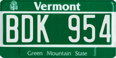 VT license plate BDK954