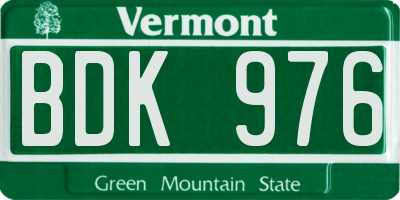 VT license plate BDK976