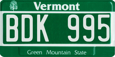 VT license plate BDK995
