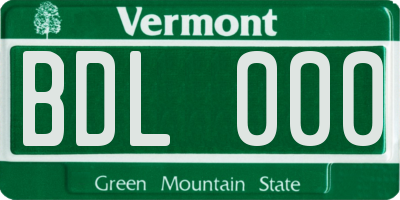VT license plate BDL000