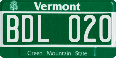 VT license plate BDL020