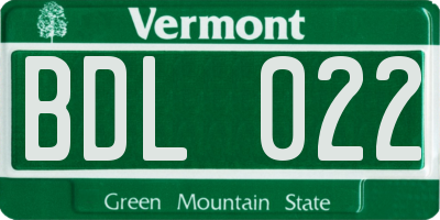 VT license plate BDL022