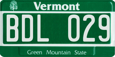 VT license plate BDL029