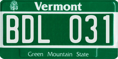 VT license plate BDL031