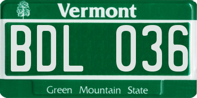 VT license plate BDL036