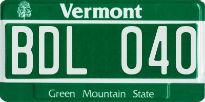 VT license plate BDL040