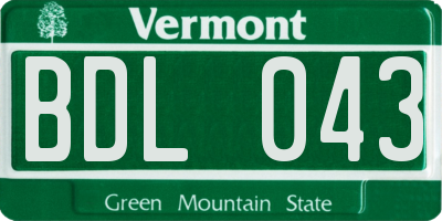 VT license plate BDL043
