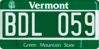 VT license plate BDL059