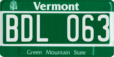 VT license plate BDL063