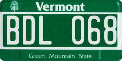 VT license plate BDL068