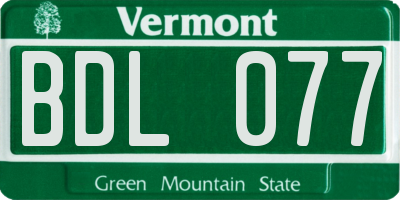 VT license plate BDL077