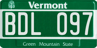 VT license plate BDL097