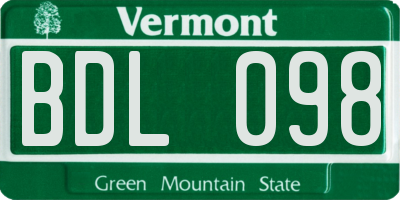 VT license plate BDL098
