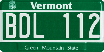 VT license plate BDL112
